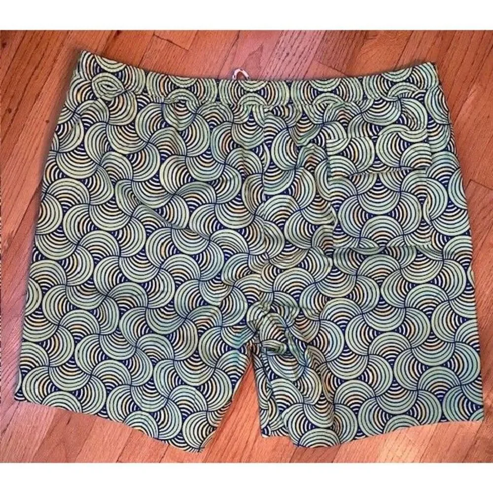 New Psycho Bunny Men's 3xl Lime Green Corton Patterned Swim Trunks MSRP $87.50 - Picture 3 of 6